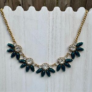 🍋2 for $10 🍋 J. Crew Statement Necklace Clear Dark Blue Crystal Flower Clusters